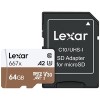 Карта памяти Lexar LSDMI64GB667A microSDXC 64GB + адаптер
